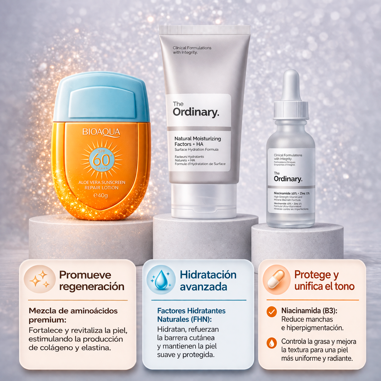 KIT BALANCE ABSOLUT™  NIACINAMIDA + HA + PROTECTOR SOLAR ALOE VERA